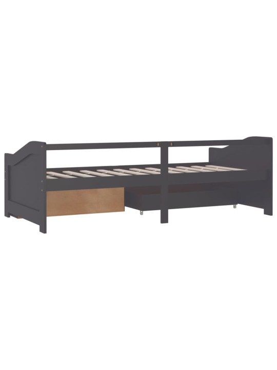 Päivävuode 3-istuttava laatikoilla harmaa täysi mänty 90x200 cm