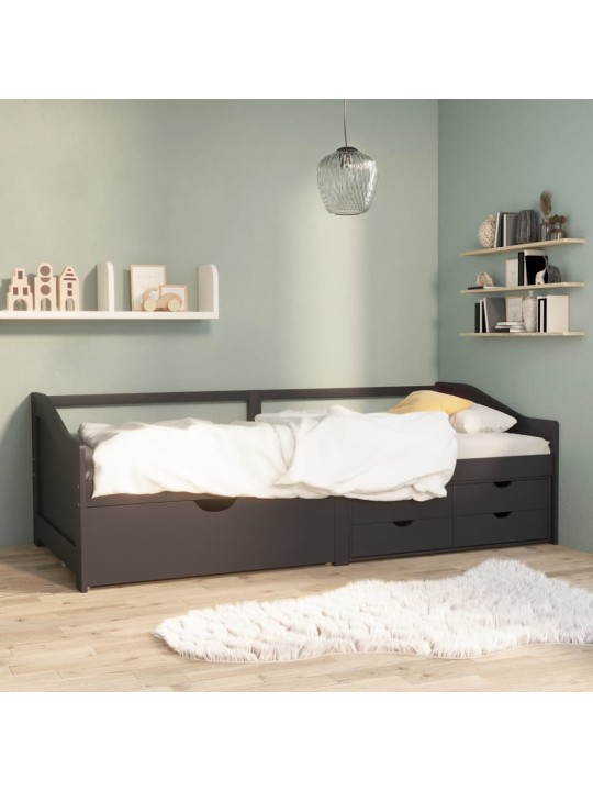 Päivävuode 3-istuttava laatikoilla harmaa täysi mänty 90x200 cm