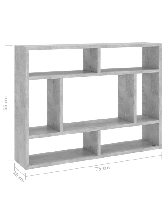 Seinähylly betoninharmaa 75x16x55 cm lastulevy