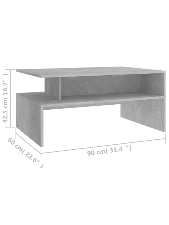 Sohvapöytä betoninharmaa 90x60x42,5 cm lastulevy