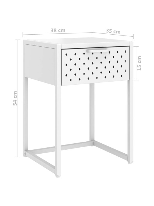 Yöpöytä valkoinen 38x35x54 cm teräs