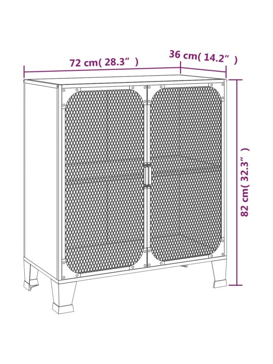 Säilytyskaappi rustiikkinen ruskea 72x36x82 cm metalli ja MDF