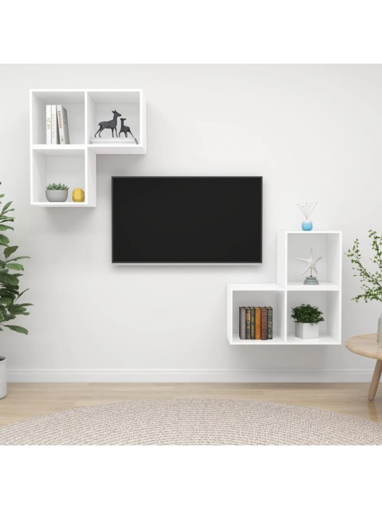 4-osainen tv-kaappisarja valkoinen tekninen puu