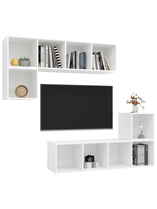 4-osainen tv-kaappisarja valkoinen lastulevy