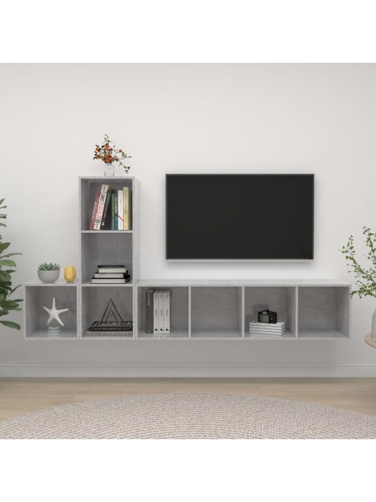 3-osainen tv-kaappisarja betoninharmaa lastulevy