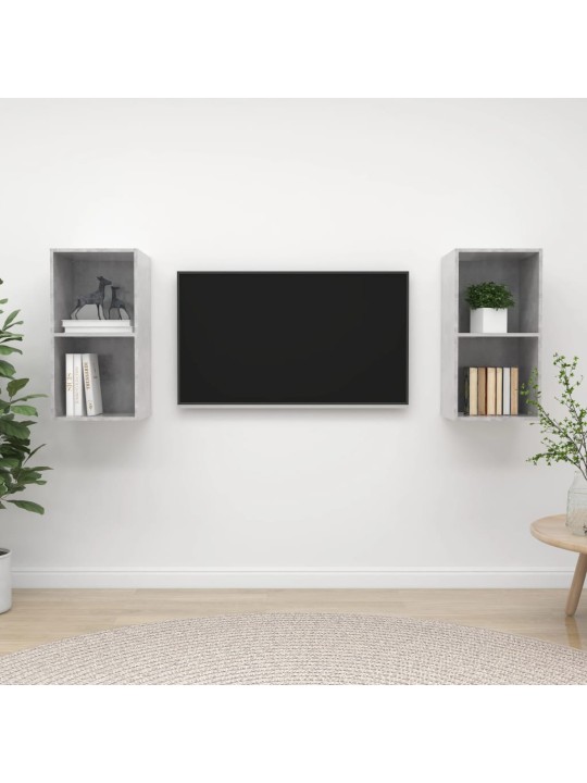 Seinäkiinnitettävät tv-tasot 2 kpl betoninharmaa tekninen puu