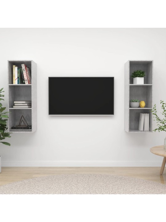 Seinäkiinnitettävät tv-tasot 2 kpl betoninharmaa lastulevy