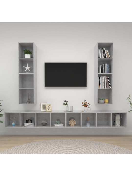 Seinäkiinnitettävät tv-tasot 4 kpl betoninharmaa lastulevy