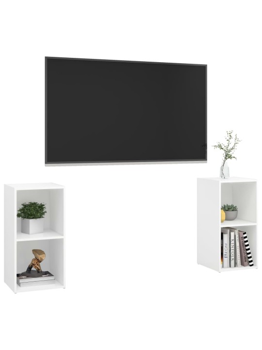 Tv-tasot 2 kpl valkoinen 72x35x36,5 cm tekninen puu