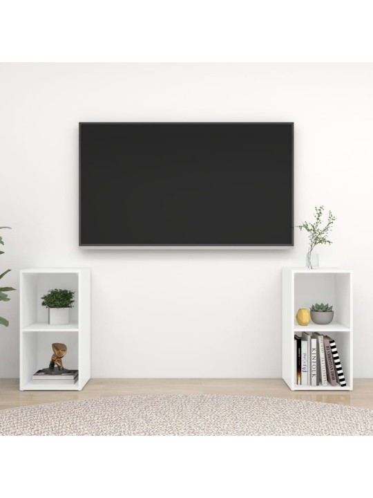 Tv-tasot 2 kpl valkoinen 72x35x36,5 cm tekninen puu