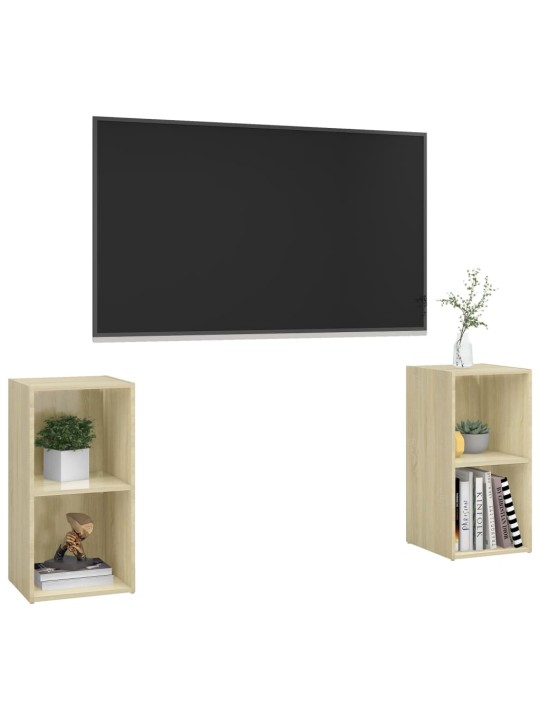 TV-tasot 2 kpl Sonoma-tammi 72x35x36,5 cm lastulevy