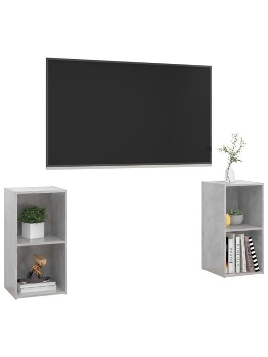 TV-tasot 2 kpl betoninharmaa 72x35x36,5 cm lastulevy