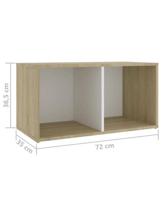 TV-tasot 2 kpl valkoinen/Sonoma-tammi 72x35x36,5 cm lastulevy