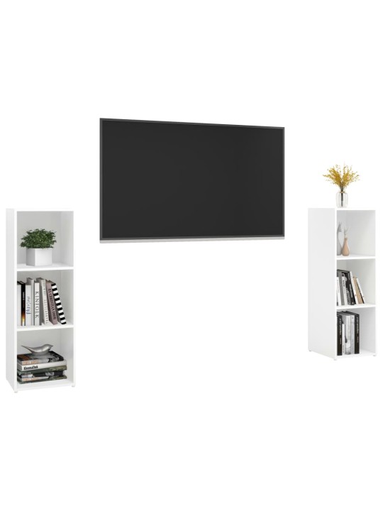 Tv-tasot 2 kpl valkoinen 107x35x37 cm lastulevy