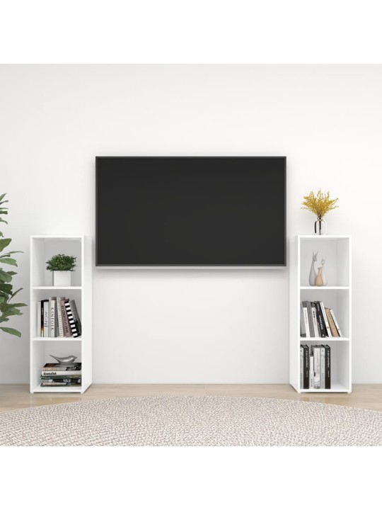 Tv-tasot 2 kpl valkoinen 107x35x37 cm lastulevy