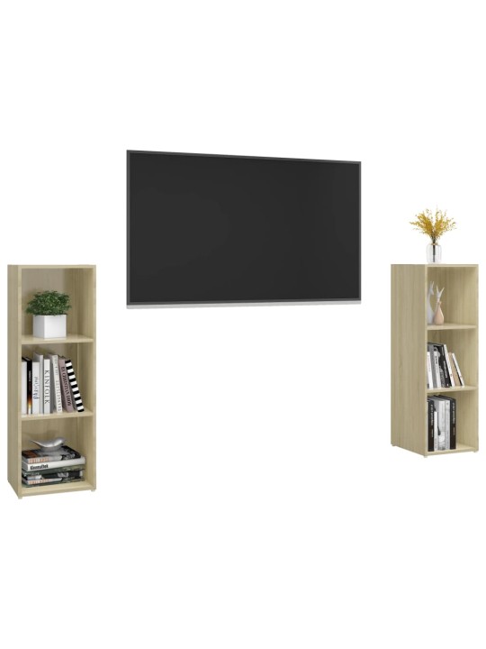 Tv-tasot 2 kpl sonoma-tammi 107x35x37 cm tekninen puu