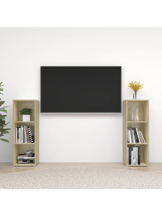Tv-tasot 2 kpl sonoma-tammi 107x35x37 cm tekninen puu