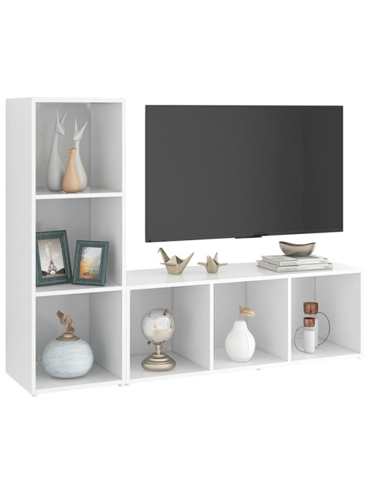 Tv-tasot 2 kpl valkoinen 107x35x37 cm lastulevy