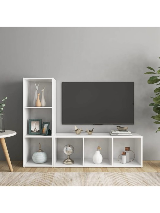 Tv-tasot 2 kpl valkoinen 107x35x37 cm lastulevy