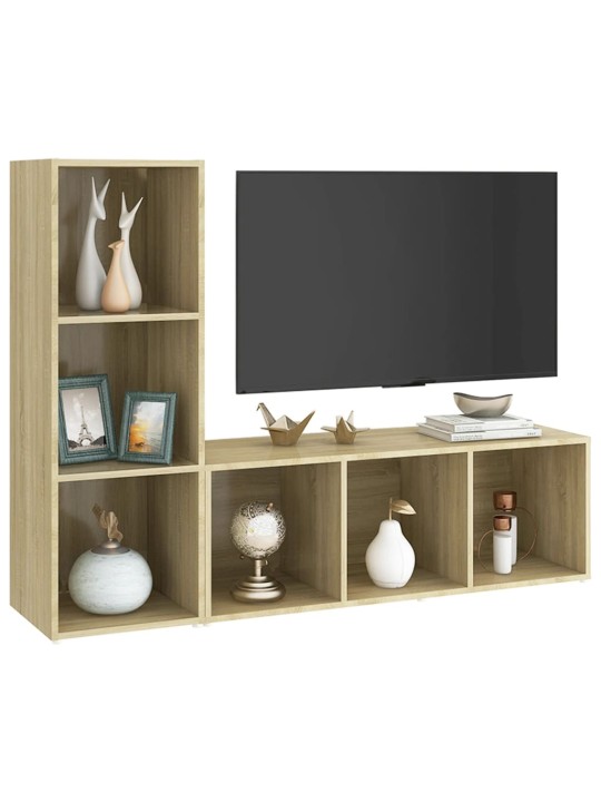 Tv-tasot 2 kpl sonoma-tammi 107x35x37 cm tekninen puu