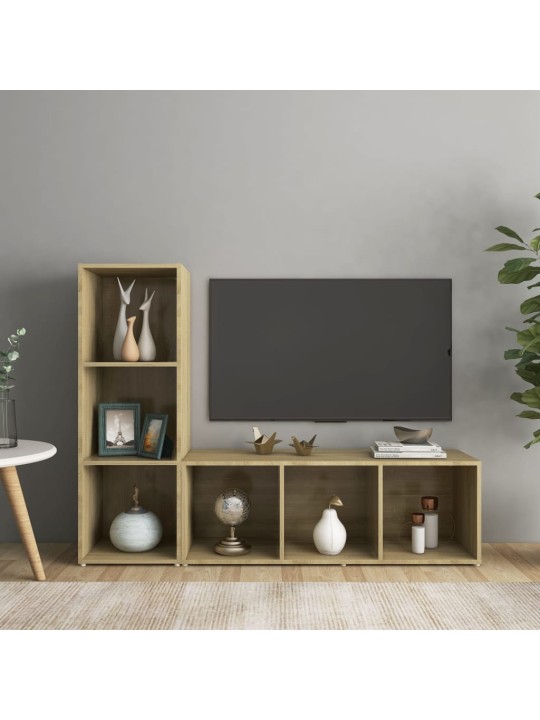 Tv-tasot 2 kpl sonoma-tammi 107x35x37 cm tekninen puu