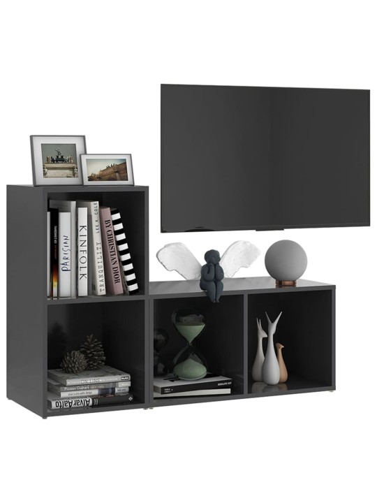 TV-tasot 2 kpl harmaa 72x35x36,5 cm lastulevy