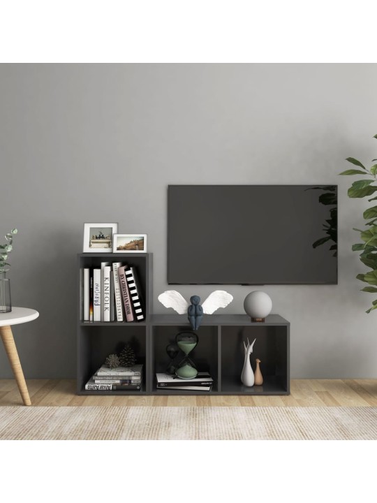 TV-tasot 2 kpl harmaa 72x35x36,5 cm lastulevy
