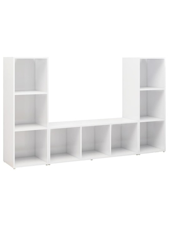 Tv-tasot 3 kpl valkoinen 107x35x37 cm lastulevy