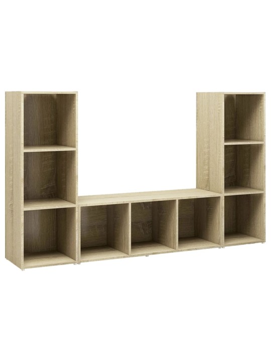 Tv-tasot 3 kpl sonoma-tammi 107x35x37 cm lastulevy