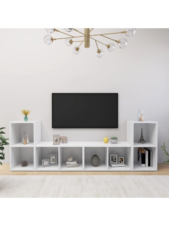 TV-tasot 4 kpl valkoinen 72x35x36,5 cm lastulevy