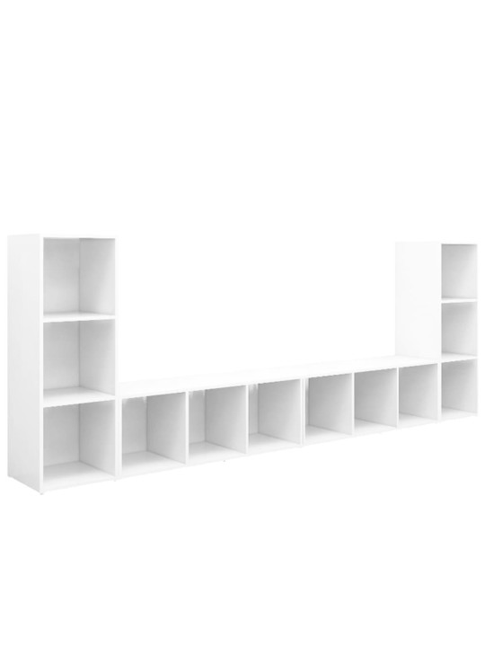 Tv-tasot 4 kpl valkoinen 107x35x37 cm lastulevy