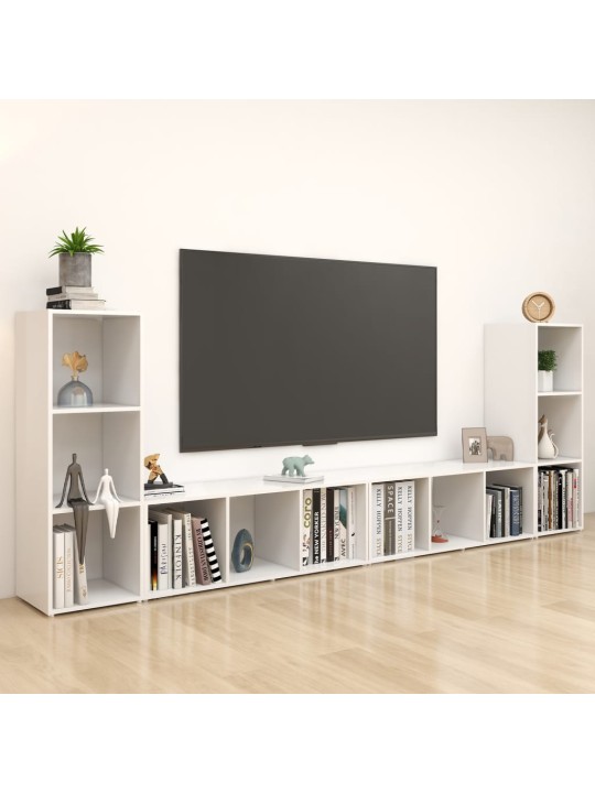 Tv-tasot 4 kpl valkoinen 107x35x37 cm lastulevy