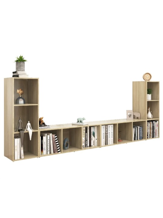Tv-tasot 4 kpl sonoma-tammi 107x35x37 cm lastulevy