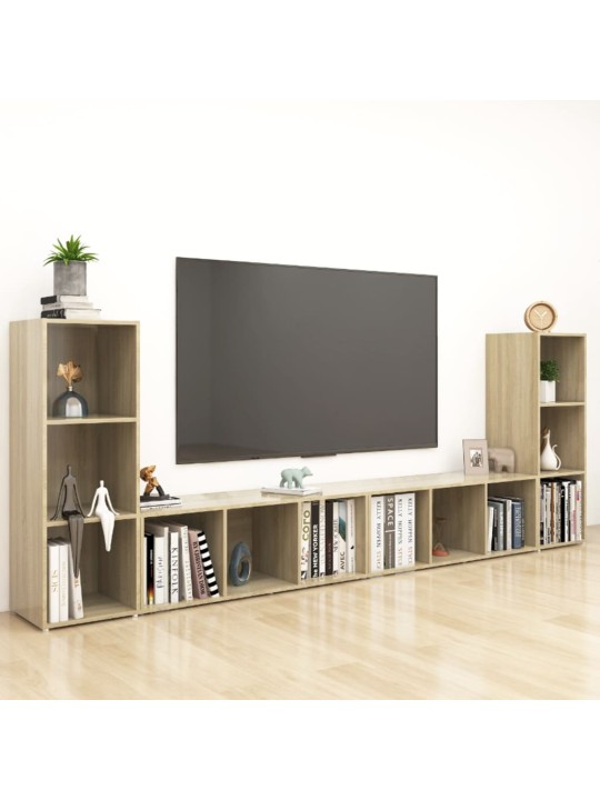 Tv-tasot 4 kpl sonoma-tammi 107x35x37 cm lastulevy