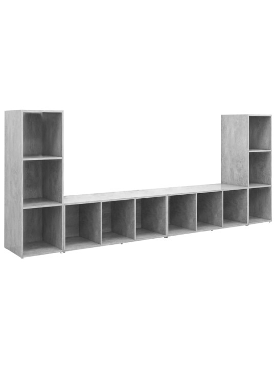 Tv-tasot 4 kpl betoninharmaa 107x35x37 cm lastulevy