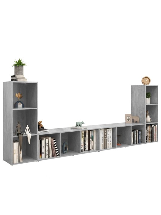 Tv-tasot 4 kpl betoninharmaa 107x35x37 cm lastulevy