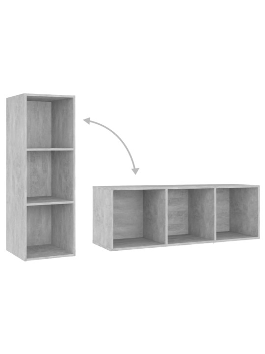 Tv-tasot 4 kpl betoninharmaa 107x35x37 cm lastulevy