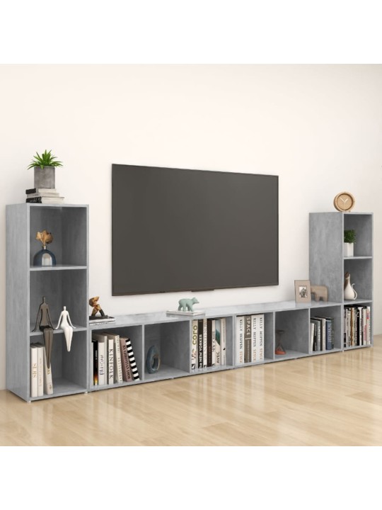 Tv-tasot 4 kpl betoninharmaa 107x35x37 cm lastulevy