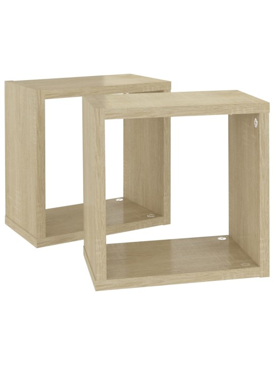 Kuutioseinähyllyt 2 kpl sonoma-tammi 26x15x26 cm