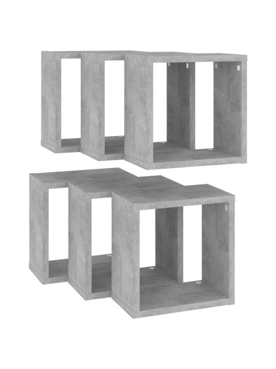 Kuutioseinähyllyt 6 kpl betoninharmaa 26x15x26 cm