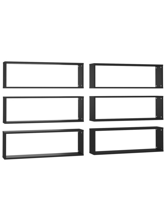 Kuutioseinähyllyt 6 kpl musta 80x15x26,5 cm lastulevy