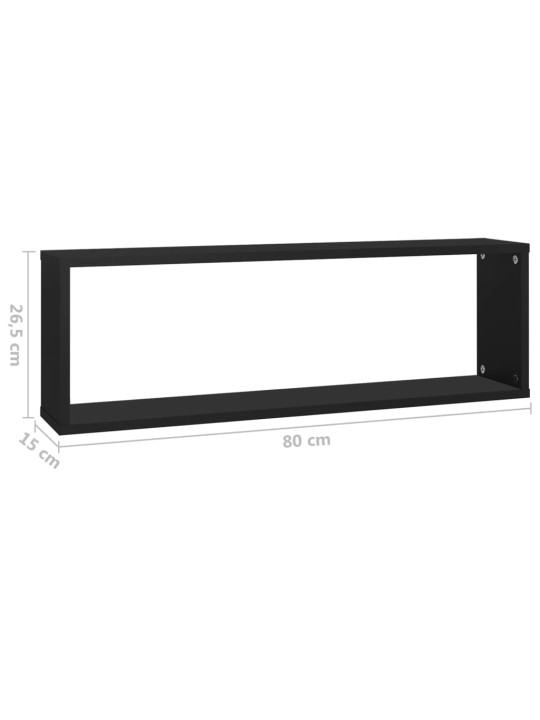 Kuutioseinähyllyt 6 kpl musta 80x15x26,5 cm lastulevy