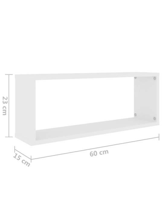 Kuutioseinähyllyt 2 kpl valkoinen 60x15x23 cm lastulevy