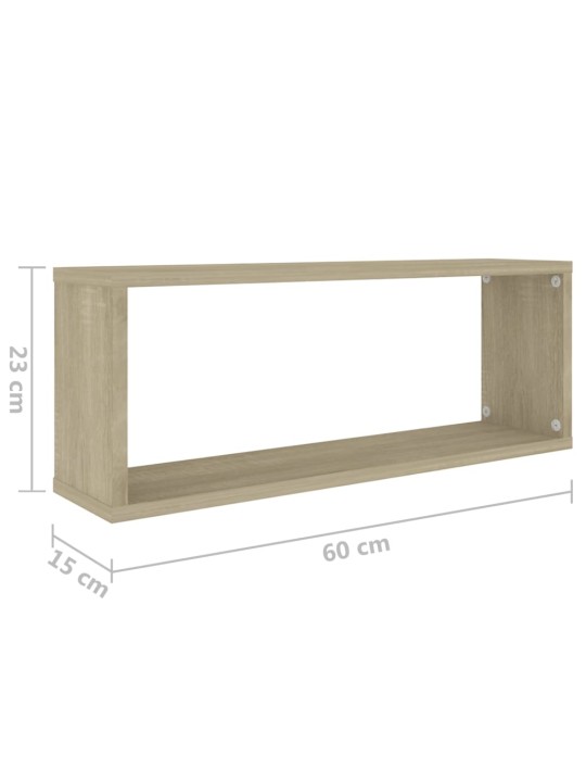 Kuutioseinähyllyt 2 kpl Sonoma-tammi 60x15x23 cm lastulevy