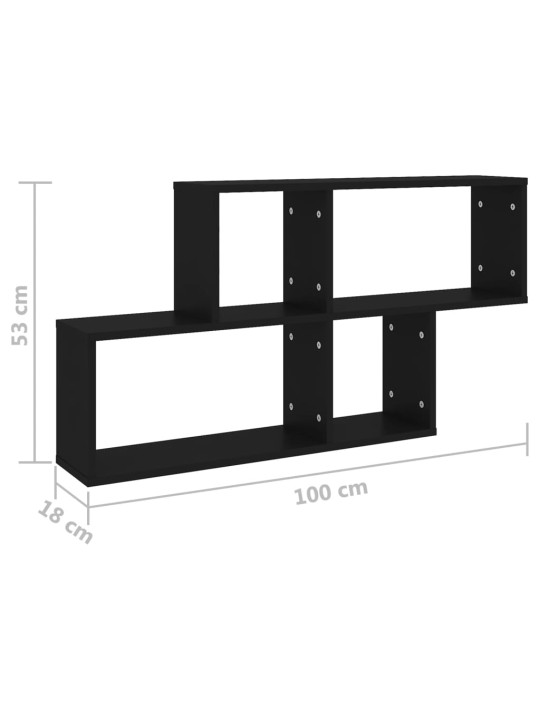 Seinähylly musta 100x18x53 cm lastulevy