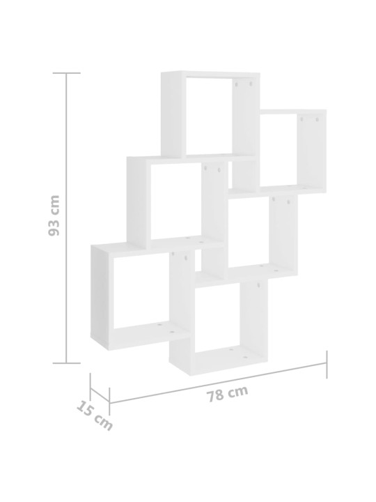 Kuutioseinähylly valkoinen 78x15x93 cm lastulevy