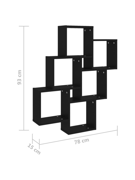 Kuutioseinähylly musta 78x15x93 cm lastulevy