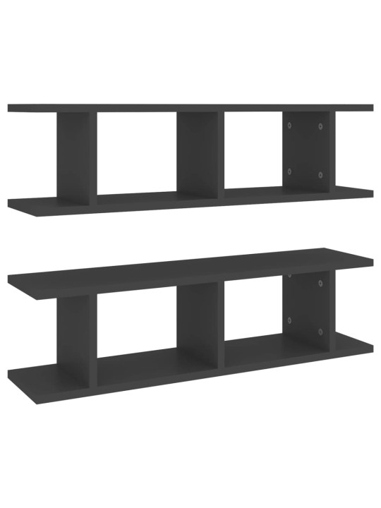 Seinähyllyt 2 kpl harmaa 75x18x20 cm tekninen puu