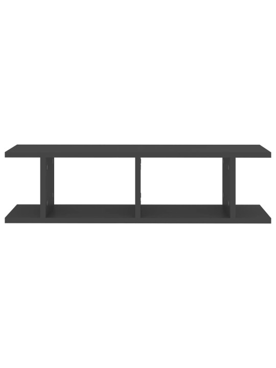 Seinähyllyt 2 kpl harmaa 75x18x20 cm tekninen puu