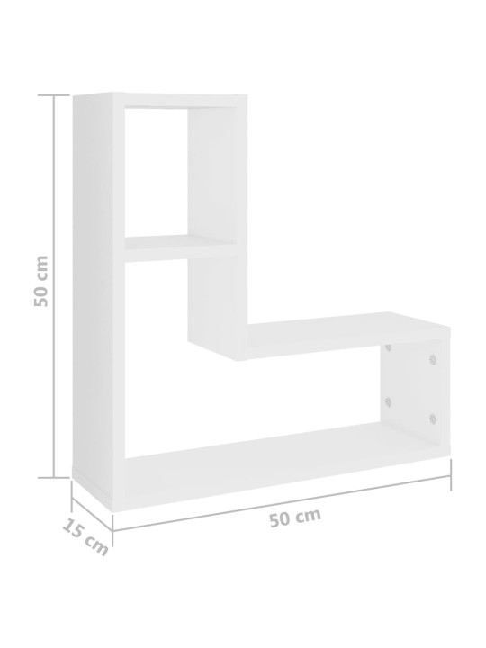 Seinähyllyt 2 kpl valkoinen 50x15x50 cm lastulevy